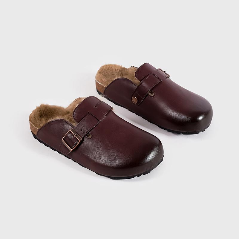 Warm Autumn and Winter Retro Fluffy Platform Slippers Women's Bag Head Fleece Semi-drag Fashion Casual Lazy Drag Tide Shoes