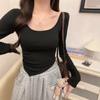 New Long Sleeve T-shirt Female Backless Sexy Inside Top Korean Version Slimming Bottom Shirt Top