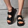 2024 Brand Women's Shoes Buckle Strap Women's Sandals Fashion Metal Decoration Casual Sandals Women Summer Peep Toe Flat Sandals