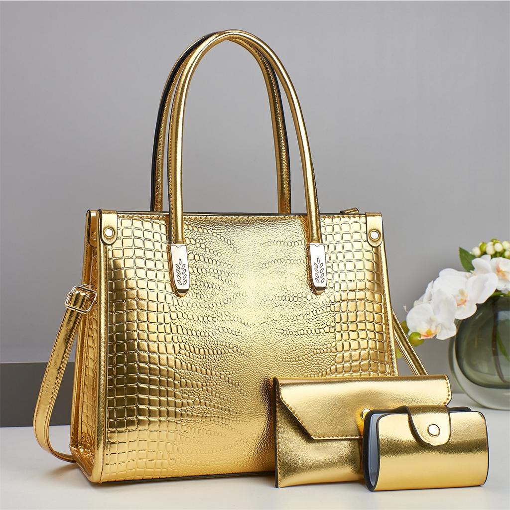 Новая сумка из крокодиловой кожи, три комплекта, сумка через плечо большой емкости, стильный внешний вид, модная сумка через плечо большой емкости