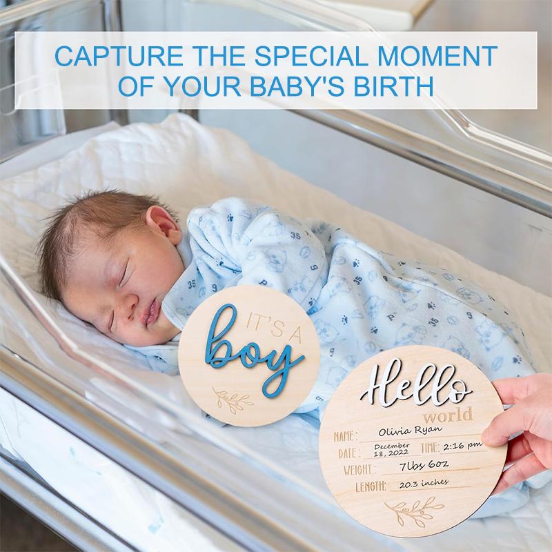 Знак для определения пола ребенка: 3 шт. Объявление 'Это мальчик/девочка' и 'Привет, мир' для больницы - Деревянный приветственный знак для новорожденного