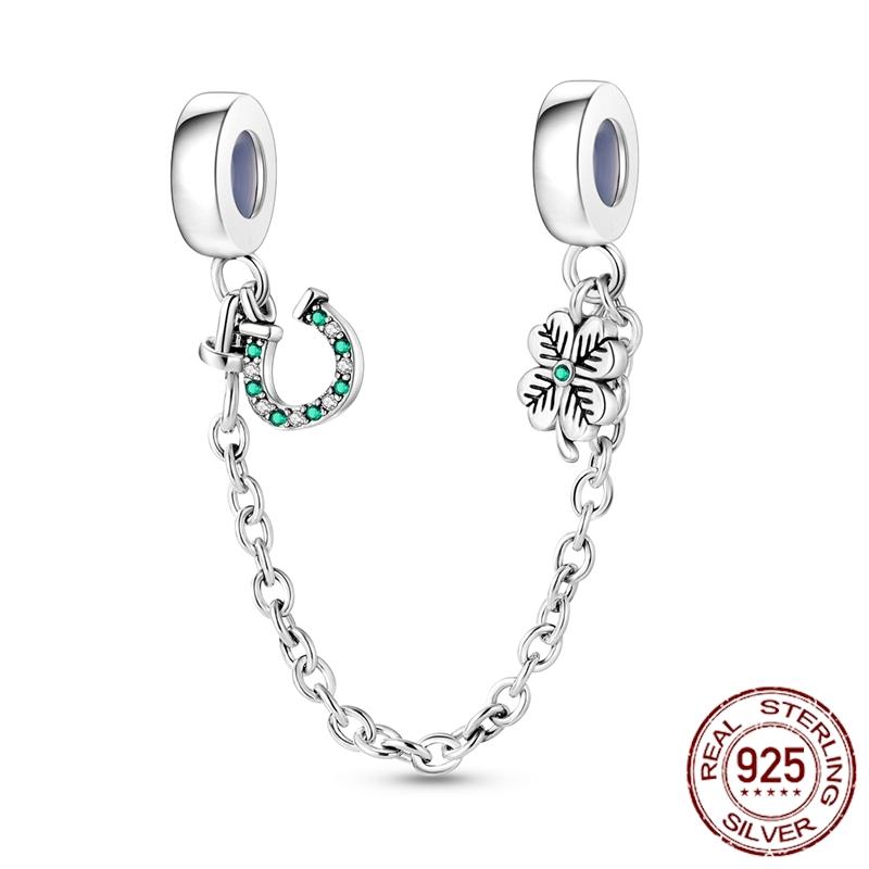 Copper Stars Moon Sun Clover Safety Chains Pendant Charms Beads Fit Original Bracelets Diy Jewelry Gift For Women