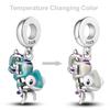 925 Silver Cute Chameleon Dangle Temperature Changing Color Charms Beads Fit Chain Bracelet Diy Jewelry Making