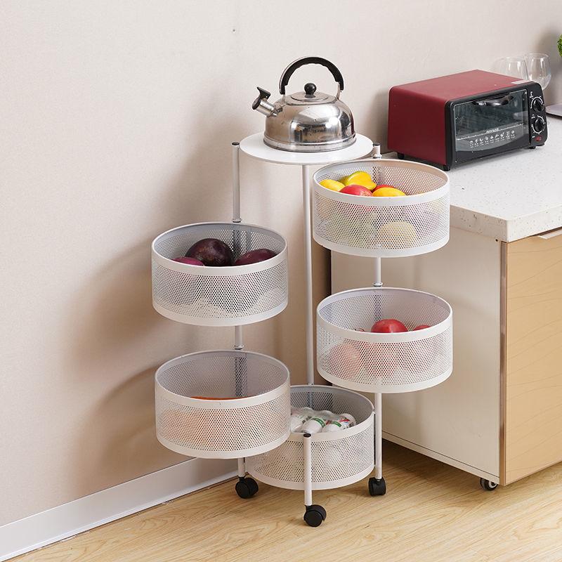 Кухонная вращающаяся полка для хранения Многоуровневая экономия фруктов и овощей Круглая корзина для тарелок Цилиндрическая организация пространства для хранения