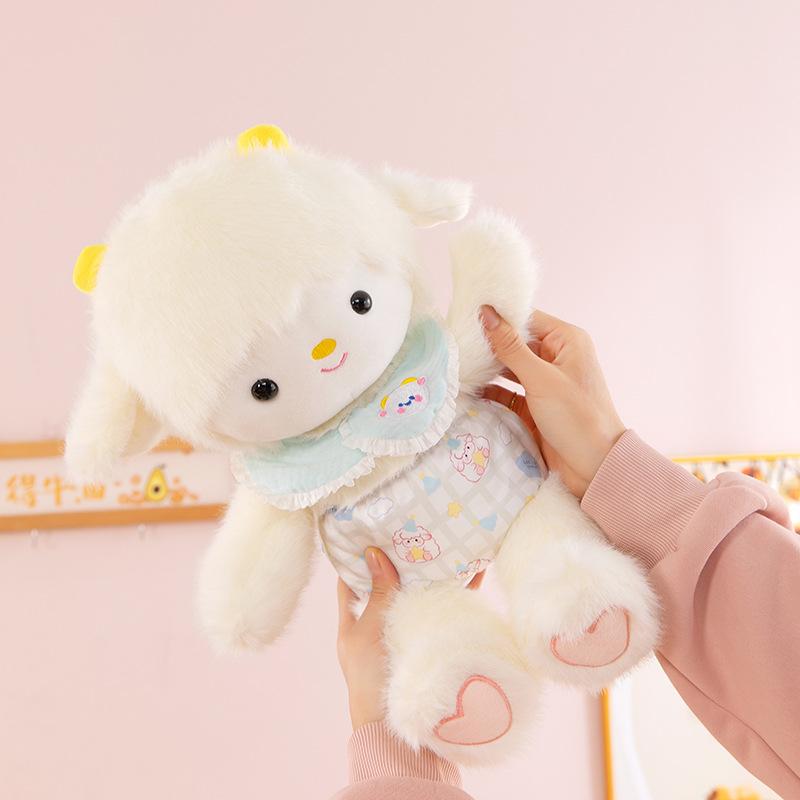Flower clothes lamb doll cloud cashmere toy children soothing sleeping doll sheep doll