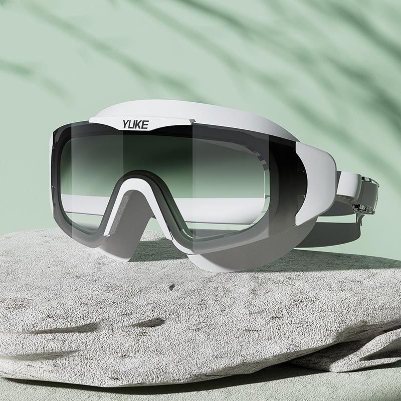 Новые модные очки для плавания с большой оправой, градиентные линзы, противотуманные, HD, водонепроницаемые, взрослые, профессиональные силиконовые очки для плавания