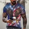 Men T Shirt Animal Print 3D Eagle Print T-shirt Summer Casual Short Sleeve Retro Harajuku Oversized Clothing Tops