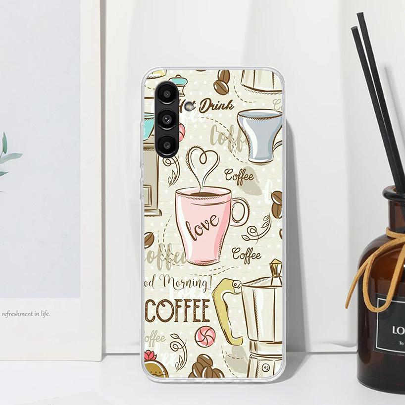Coffee Wine Cup Phone Case For Samsung Galaxy A15 A25 A35 A55 A14 A24 A34 A54 A13 A23 A33 A53 A12 A22 A32 A52 A05S A04S A03S