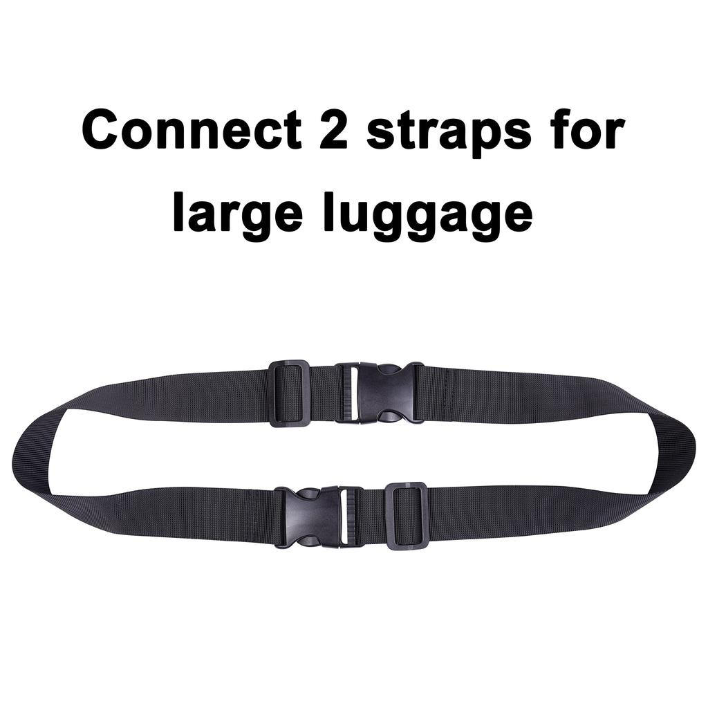 Wisdompro Luggage Suitcase Connecting Baggage Bag Fastening Convenient Travel Maximum Pack of Black Strap, Belt, Organizer, Belt, Nylon, One-Touch
