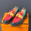 Men's Shoes Large Size New Casual Leather Shoes Fashionable Men's Foot Loafers Retro Trend Color Matching Fringed Shoes