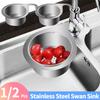 1/2Pcs Stainless Steel Swan Sink Strainer Basket Removable Goosehead Storage Drainage Basket Hanging Wet Dry Drainage Racks