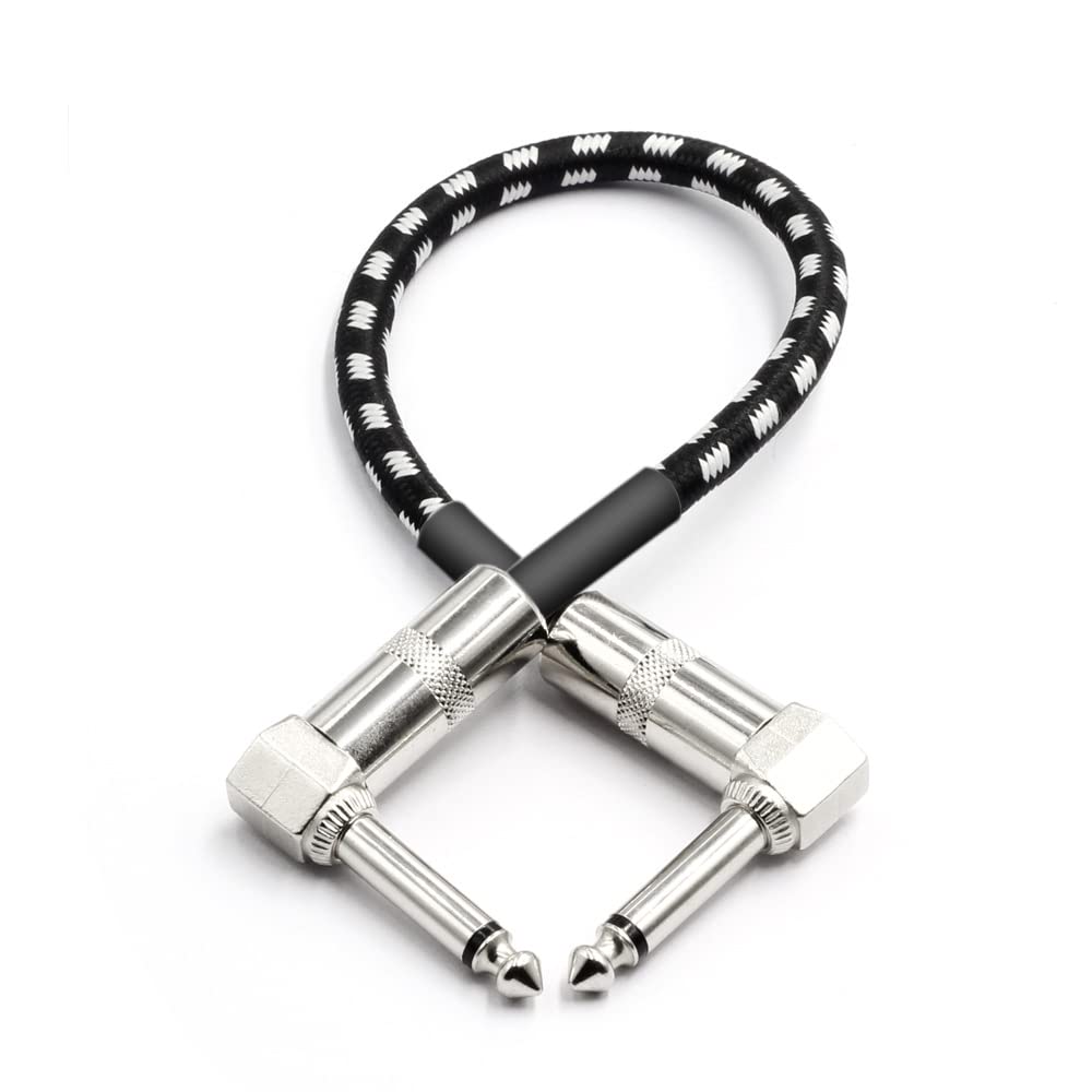 Set of 3 15cm Conductor Shielded Guitar Cables with Noise Pedal Resistant Black and Reduction, L/L Plugs, Shielding, Corrosion-Resistant,