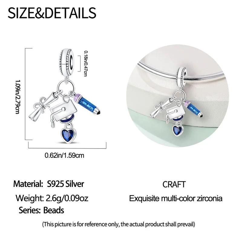 Медные Шармы Академическая Шапочка Выпускника Подвеска из Бусин Подходит для Оригинального Браслета DIY Бусина Подарок на Церемонию Выпускного