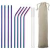 Reusable Drinking Straw 18/10 Stainless Steel Straw Set High Quality Metal Colorful Straw With Cleaner Brush Bar Party Accessory