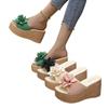 Women Platform Slippers  Summer New Wedges Sandals Fashion Flower Women Shoes High Heel Slippers Women  De Mujer