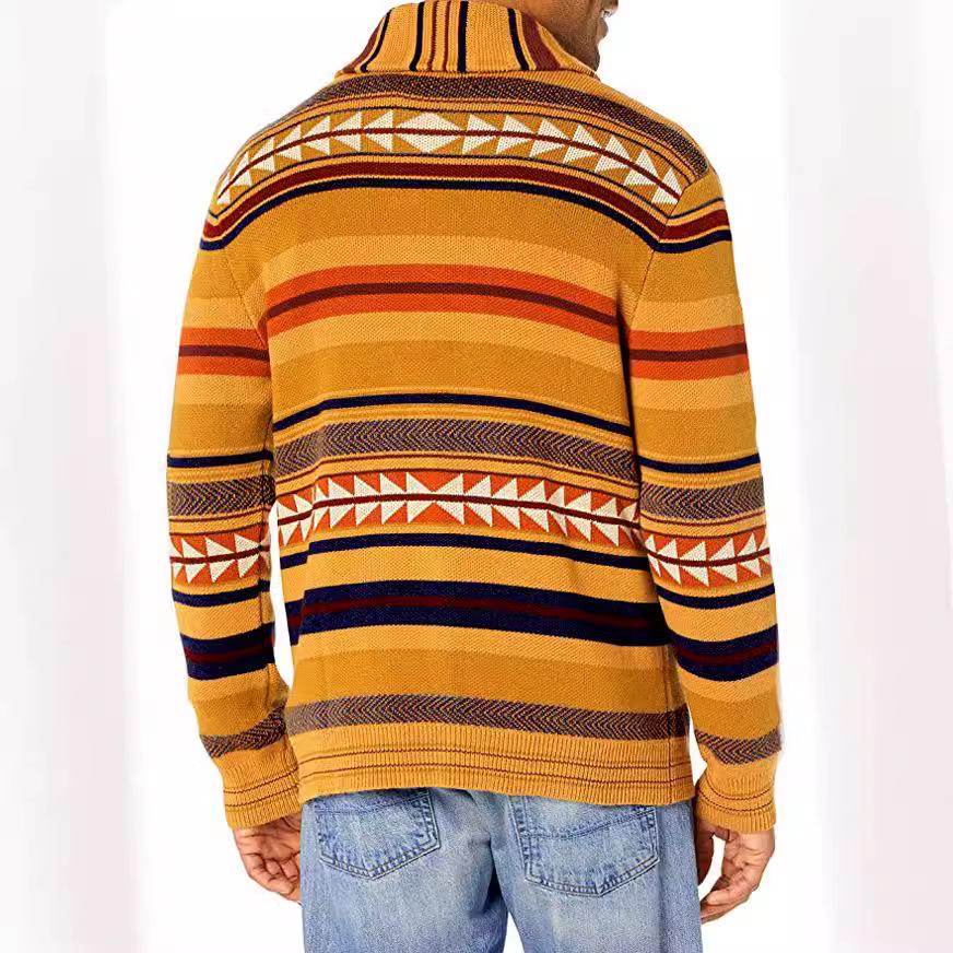 Мужской кардиган-свитер с цветными блоками, жаккардовый, BK0041