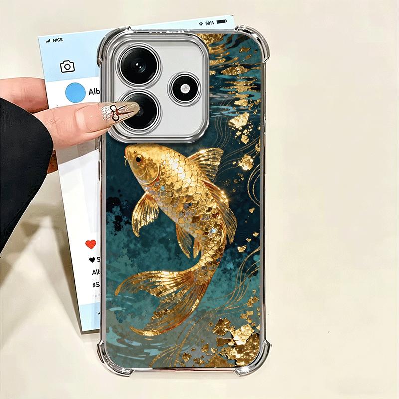 Чехол для телефона с покрытием «Золотой карп Удача Кои» для Xiaomi Poco X5 X6 X7 X8 Pro Max F8 Ultra F7 M8 M7 M5S Redmi 15C 15 14C 13C 13 X3 12