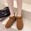 Короткие хлопковые ботинки-дутики на плоской подошве для женщин, зимние бархатные утолщенные теплые, для ношения на улице, хлопковая обувь wish