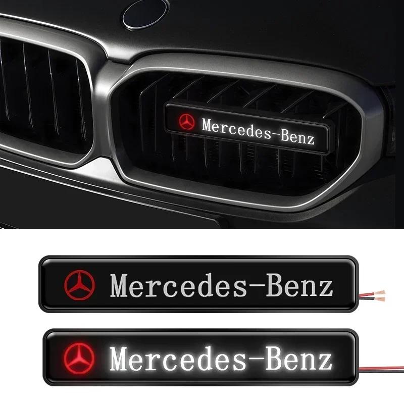 1x Car Front Cover Grille Lamp Emblem Decor Lightings LED Lights For Mercedes Benz AMG A B C E S CLA GLA GLB GLC GLS GLK Class GT1