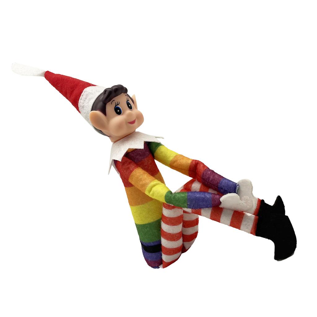 Радужный эльф, украшение, милая ткань, длинные ноги, сидящая праздничная полка, фигурка эльфа для стола