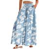 Women's Palazzo Pants Boho Floral Wide Leg Trousers Summer Beach High Waisted Flowy Pants With Pockets