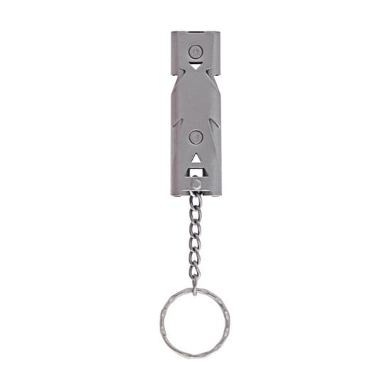 Свисток для выживания с двумя трубками, 150 дБ, высокий децибел, прочный, из нержавеющей стали, портативный