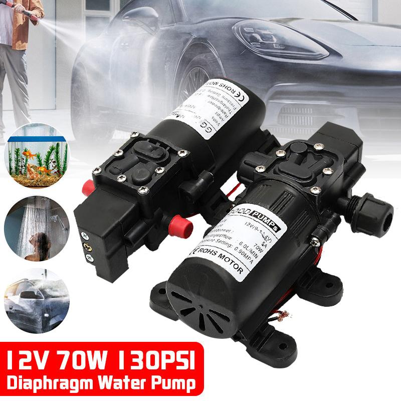 Electric Water Pump Black Micro High Pressure Diaphragm Water Sprayer Car Wash 12 V Adapter Agricultural DC12V 72W 120PSI 5L/MIN