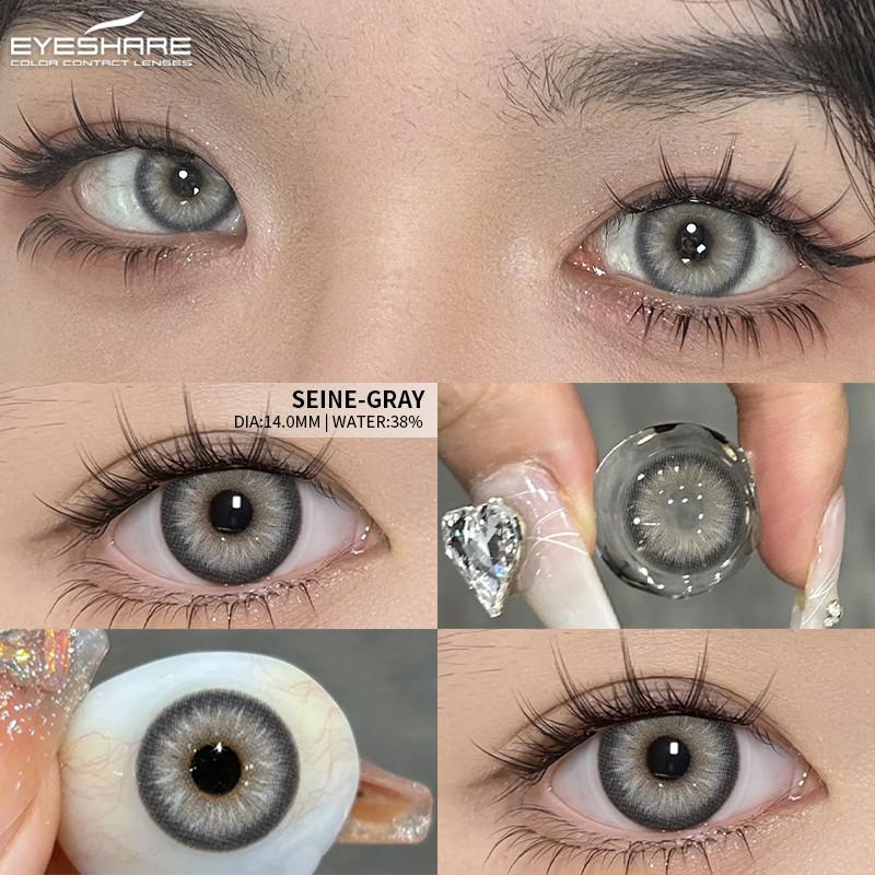 Eyeshare 1 Pair Colored Pupils for Eyes Natural Gray Big Eyes Contacts Cosmetics Green Eye Color Lens for Woman