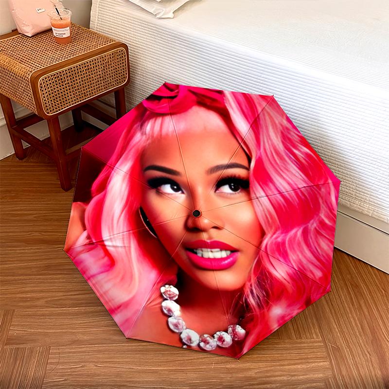 1 шт. Автоматический складной зонт - Узор Nicki Minaj, Портативный и складной дизайн с 8 спицами, Рождественские и новогодние подарки