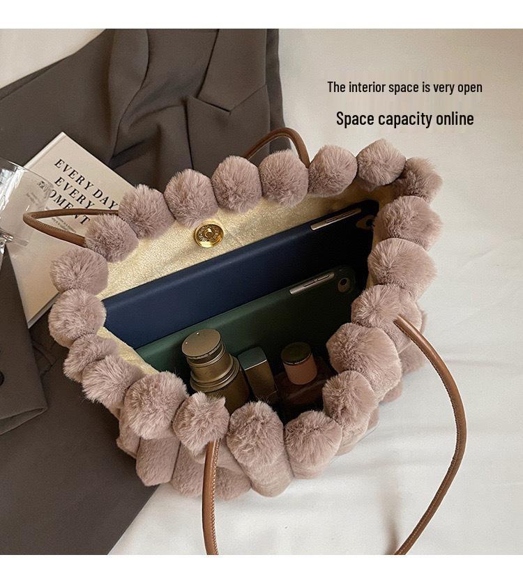 Женская пушистая сумка-тоут большой вместимости - Универсальная трансграничная сумка для通勤