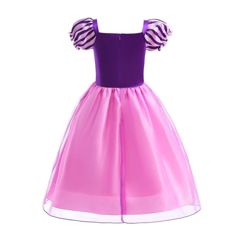 Dressy Daisy Rapunzel Cosplay Costume for Toddler Princess Dress with Size Ages 10 and Halloween Costume Girls, Long-Haired Skirt, Purple, 140, Up,