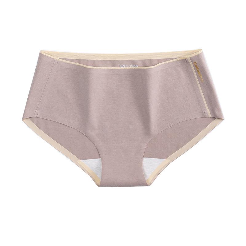 Женские хлопковые трусы средней посадки с антибактериальным эффектом, бесшовные, милые, однотонные трусики-треугольники
