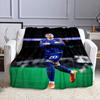 Soccer Player in Blue Jersey Patterned flannel blanket perfect for the bedroom living room, sofa, or a little nap