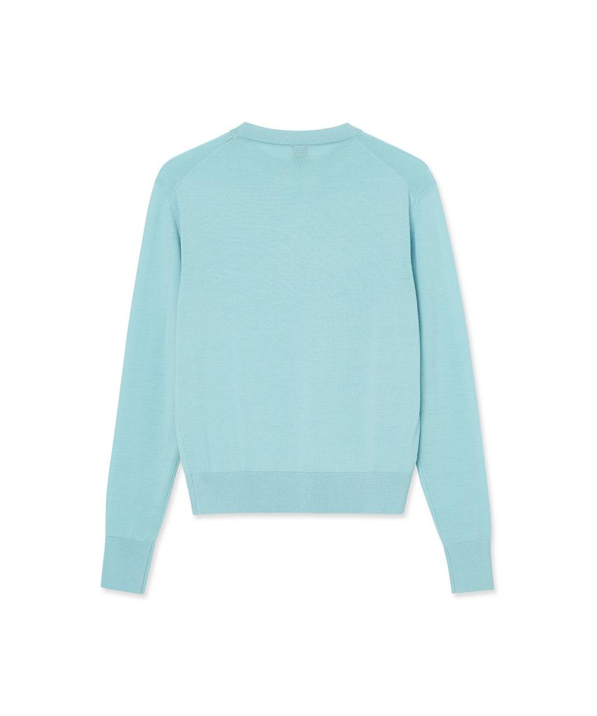 IOLO Women'S Wool Silk Crew Neck_Light Blue