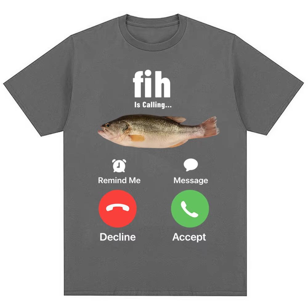 Смешные футболки с мемом 'Fih Is Calling' Юмор Мода Унисекс Женские Высококачественные Футболки Большемерные Хлопок Повседневные С коротким рукавом Уличная мода
