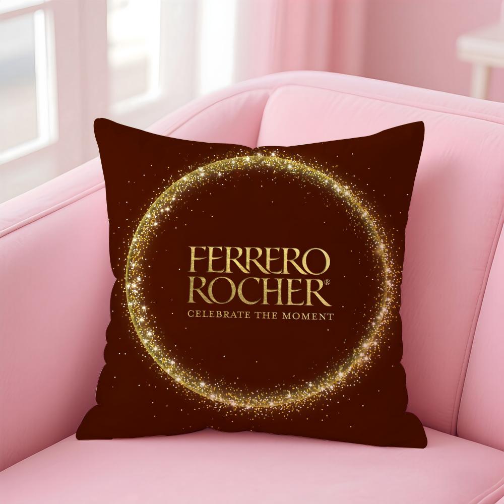 Style Of FFerrero Rochers Chocolates Logo Cushion Cover Pillowcase Short Plush Invisible zipper Room Sofa Cushion Cover