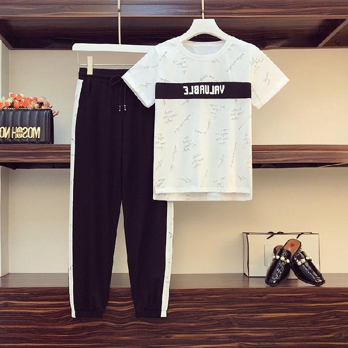 Весна 2025 Женский Повседневный Спортивный Комплект Толстовка и Брюки - Круглый Вырез, Молодящий, Модный Двойка.