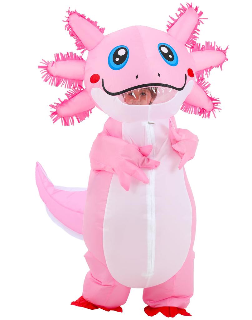 JOYBRO Inflatable Axolotl Funny Animal Axolotl Costume for Boys and Perfect for School and One Size Fits Kids' Costume, Girls, Halloween, Festivals,