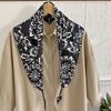 Silk scarf women's spring and autumn Korean version versatile black triangular scarf triangular shawl with knotted scarf scarf women's waist seal