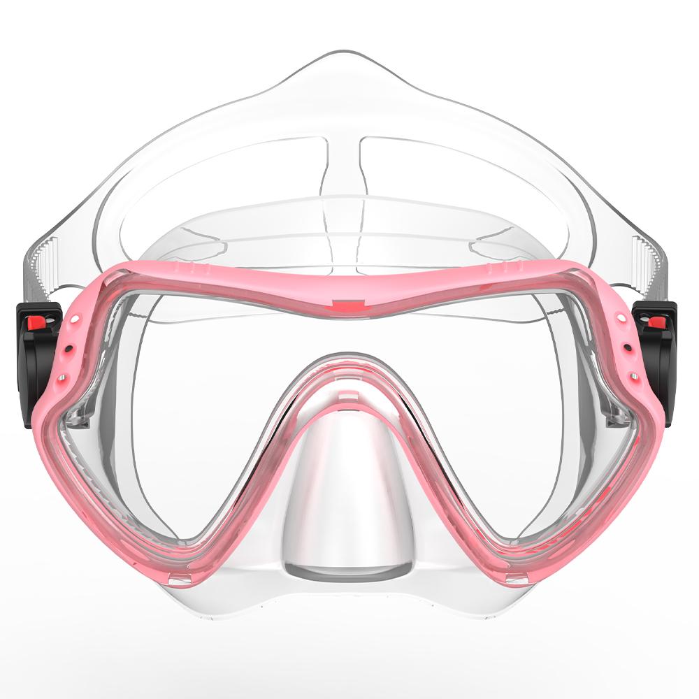 Diving Mask Swimming Goggles Scuba Snorkel Silicone Skirt Tempered Glass Panoramic HD for Adult Youth Anti-Fog with Nose Cover