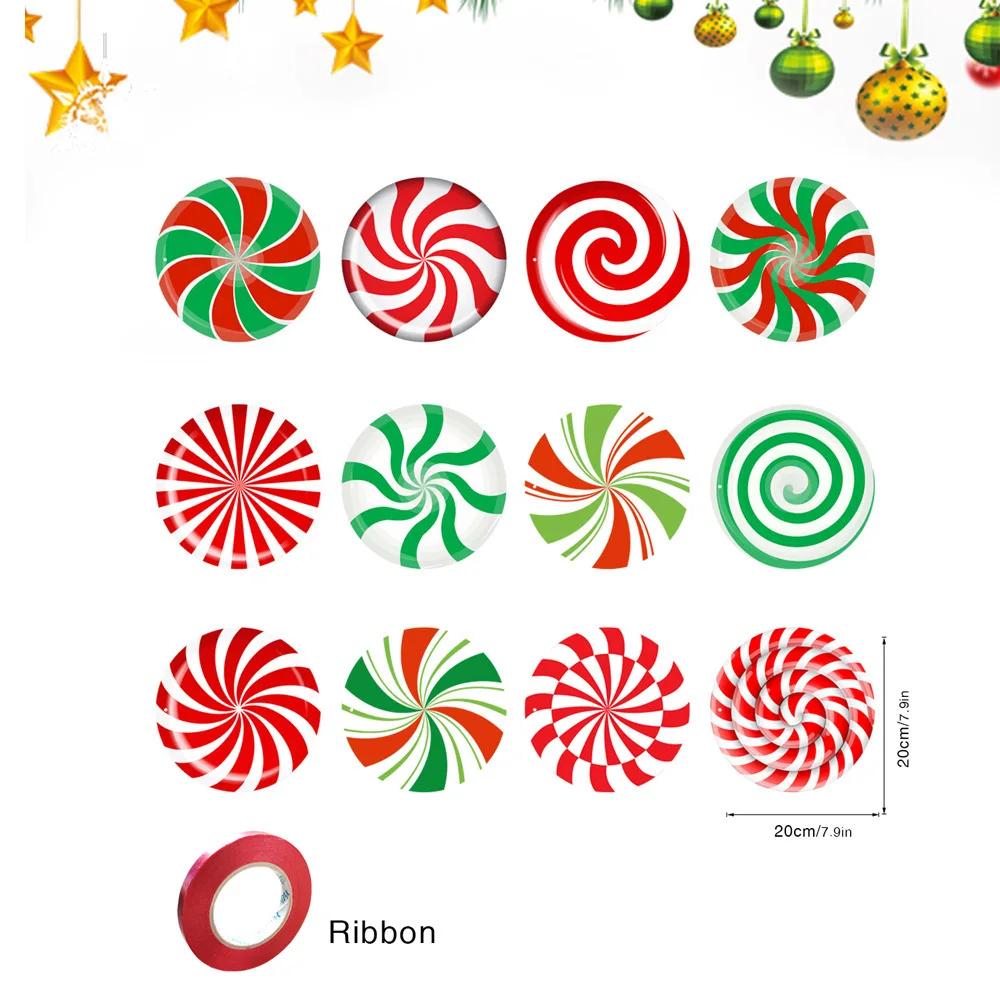 Уличные Рождественские Украшения Двусторонние Подвесные Украшения Пластиковый Декор для Рождественской Елки для Дома и Двора Праздничный