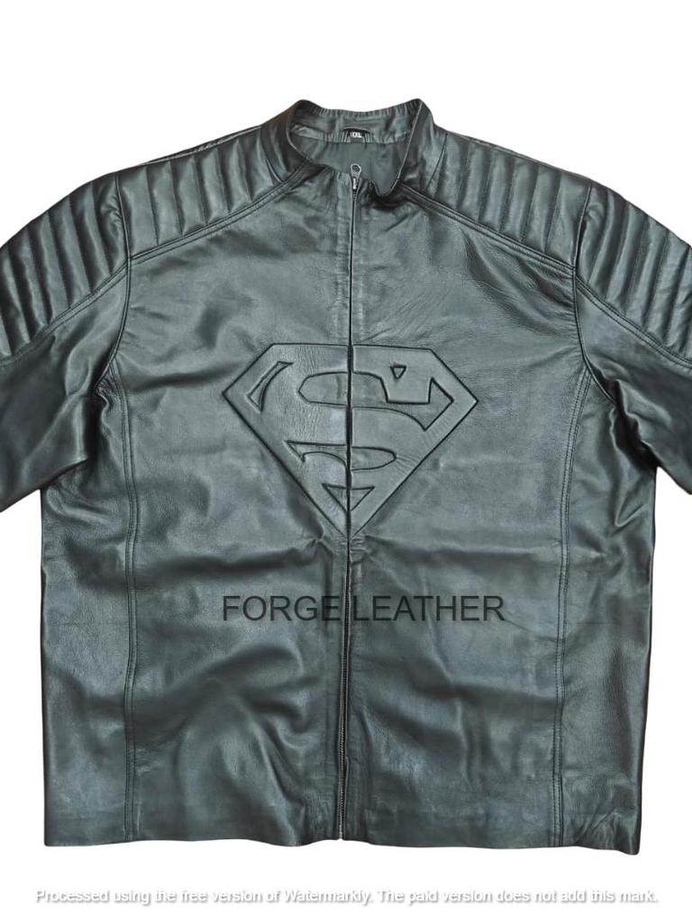 Байкерская куртка Супермена Мужская Черная Натуральная Кожа Ягненка Ручной Работы Мотоциклетная