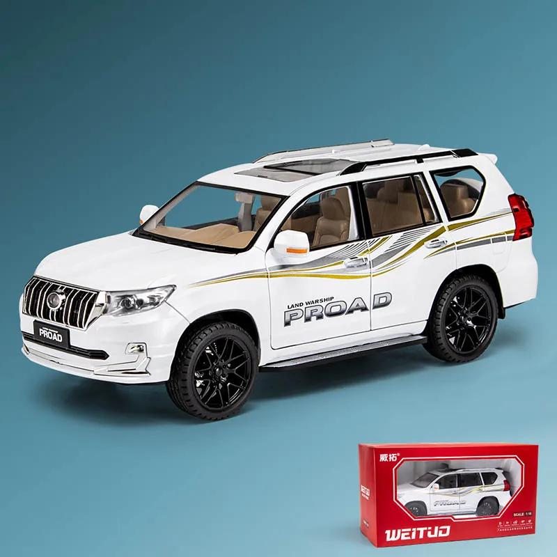 1:18 TOYOTA Land Cruiser Prado Off-Road SUV Diecast Alloy Model Pull Back Toy Car With Sound Light Vehicle Children Collect Gift