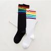 Soft Knee Over Thigh High Football Socks Long Hosiery Stocking Rainbow Stripe