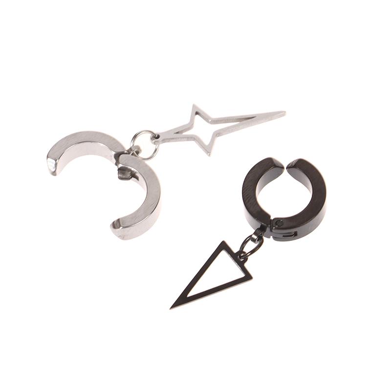 1 шт., унисекс, нержавеющая сталь, панк, мужские, черные, клипсы, геометрические, треугольные, звездные, подвесные, серьги, женские, готические, ювелирные изделия