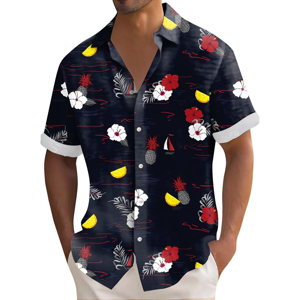 Hawaiian Shirt For Men, Men's Vintage Button Down Bowling Shirts Short Sleeve Summer Beach Shirt