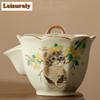 100 мл Ru Kiln Opening Cute Cat Gaiwan Creative Flower Mouth Hand Hand Hand Hand Hand Hand-Teen Tea Creator Cover Bowl Tea Items Tea Items Decorations
