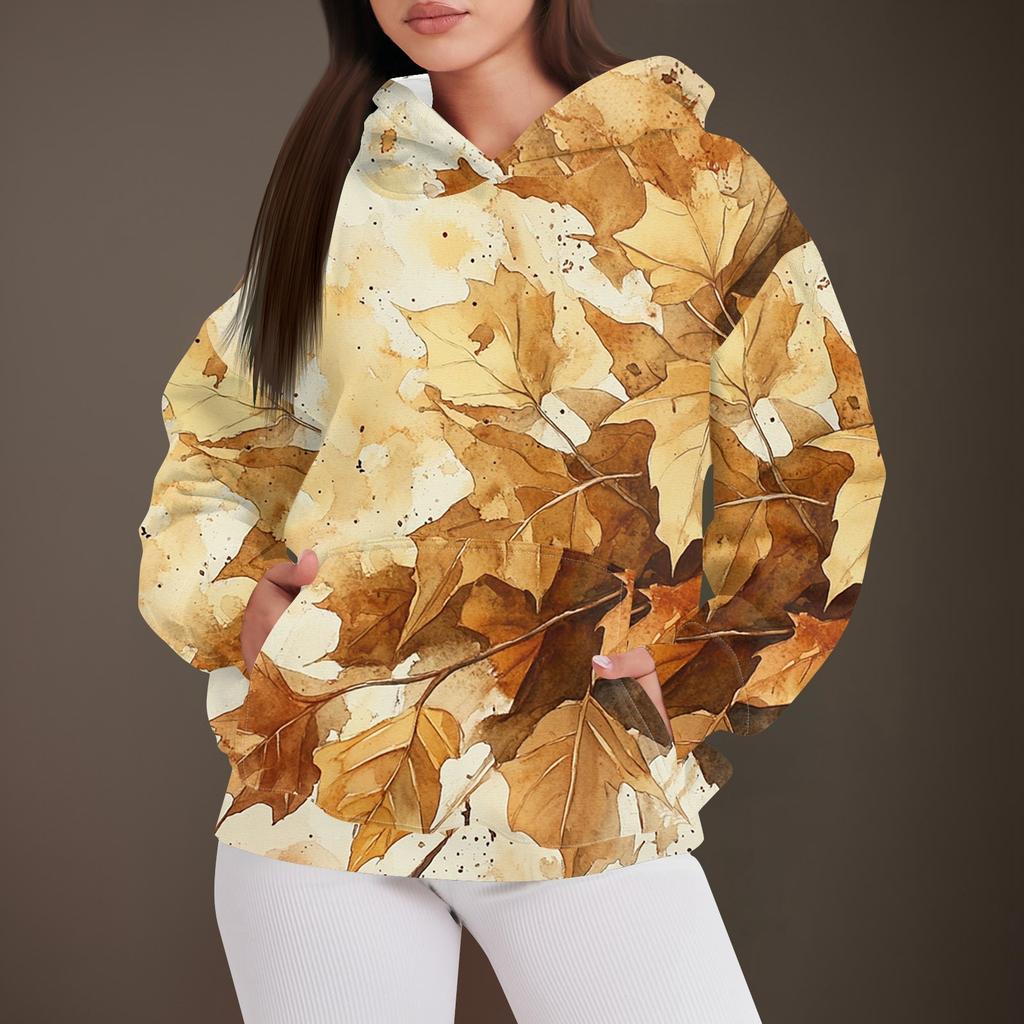 Women's Fashion Casual Pullover Hooded Sweatshirt  Printed Long Sleeve Sweatshirt