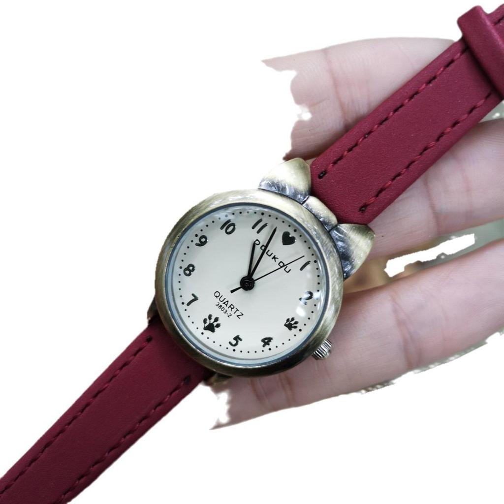 Модные светящиеся ретро-бронзовые студенческие часы Kitten