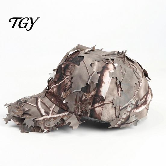 Tactical Gear Camouflage Hat 3D Leafy Cap, Hunting Hat, Adjustable Jungle Breathable Outdoor Cap Camo for Men, Turkey Hunting, Training Comfortable